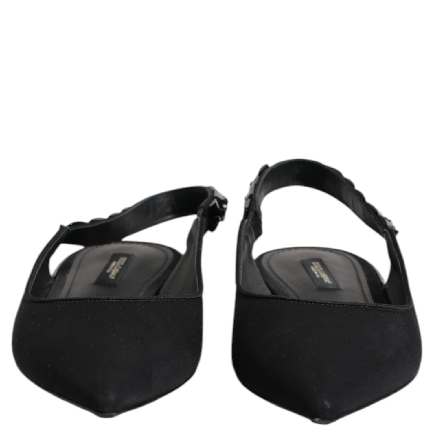 Black Crystal Charmeuse Slingback Shoes