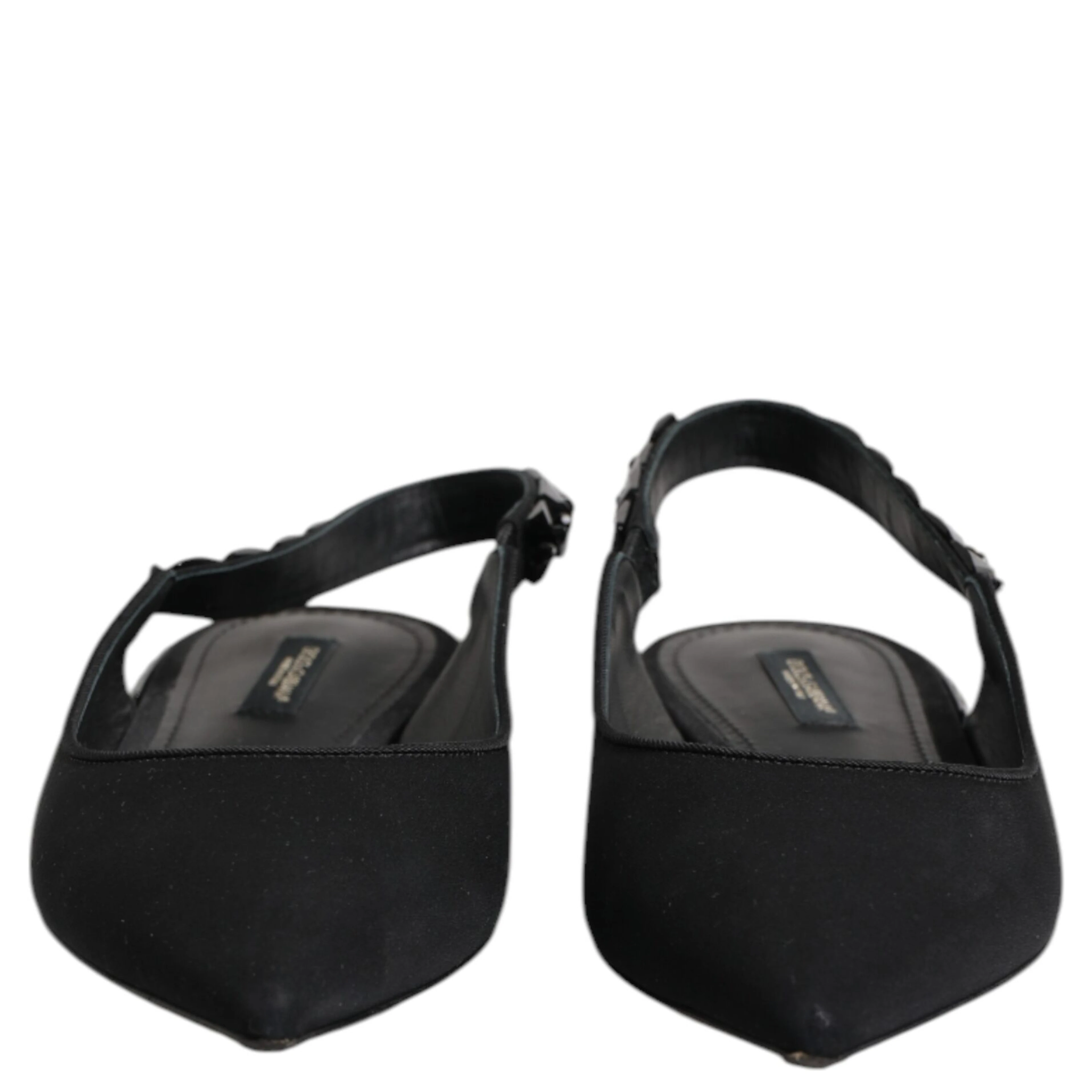Black Crystal Charmeuse Slingback Shoes