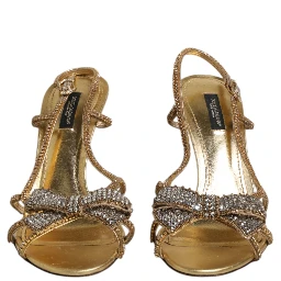 Gold Strass Ankle Strap Heels Sandals Shoes
