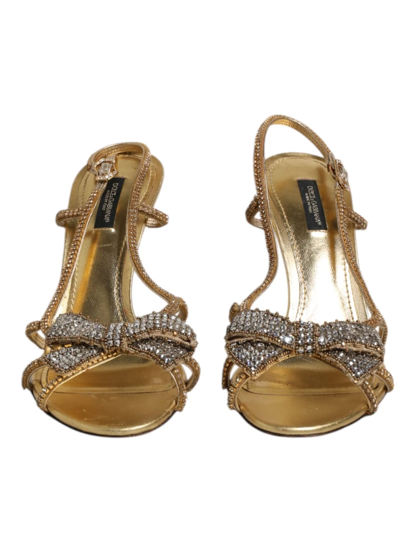Gold Strass Ankle Strap Heels Sandals Shoes