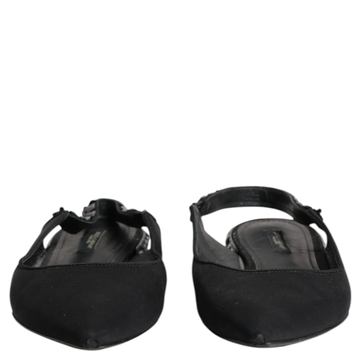 Black Crystal Charmeuse Slingback Shoes