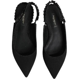 Black Crystal Charmeuse Slingback Shoes