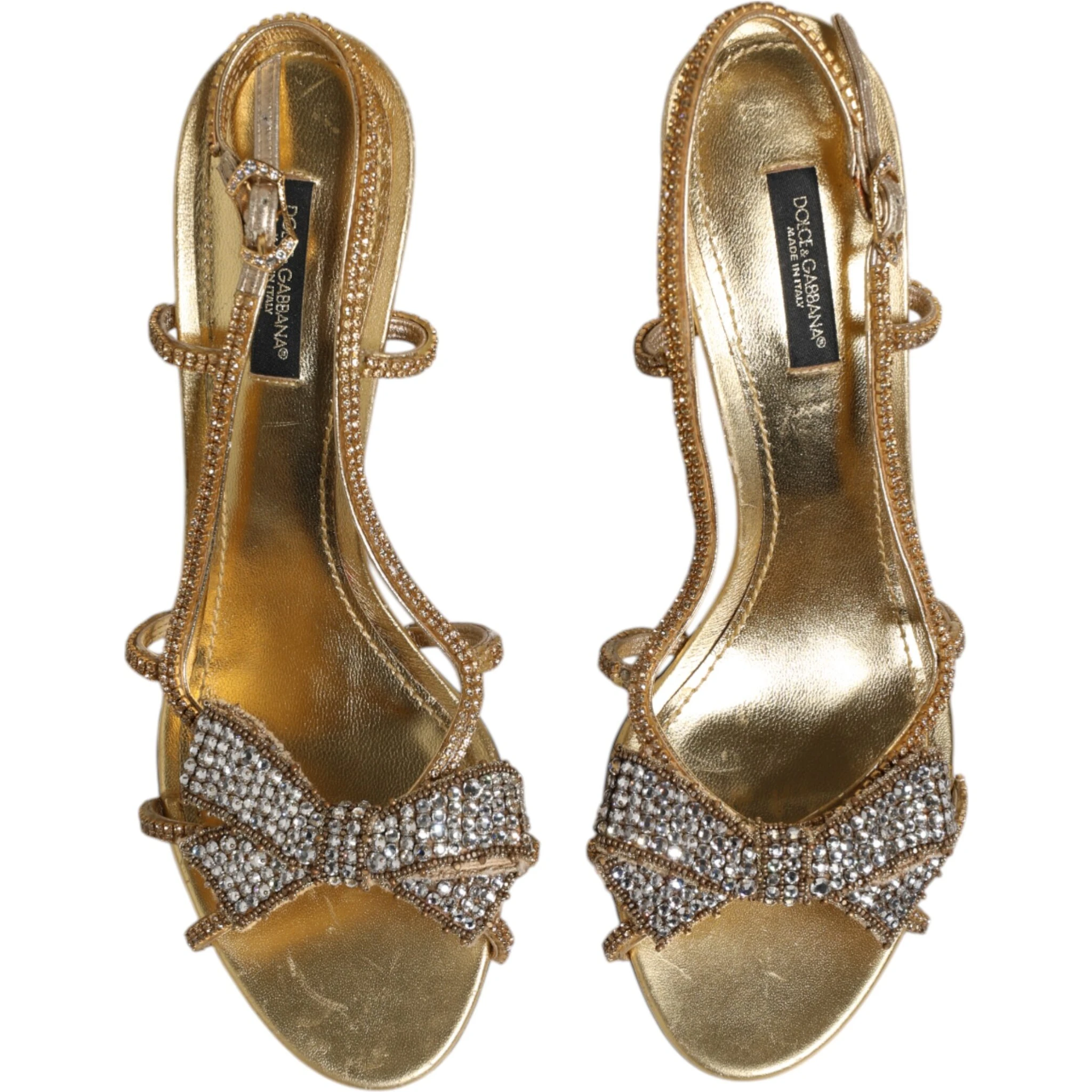 Gold Strass Ankle Strap Heels Sandals Shoes