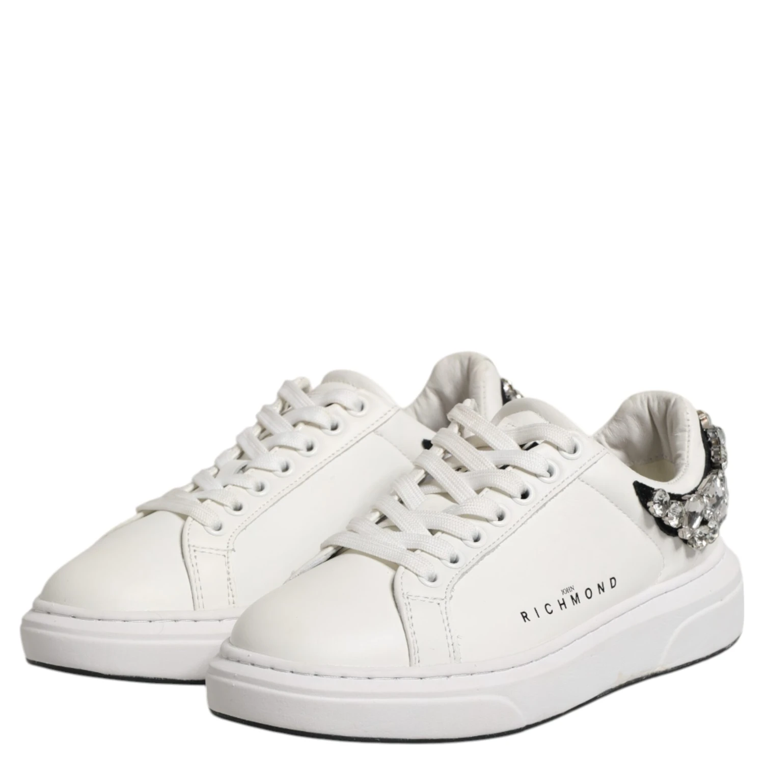 White Rhinestone Embellished Sneakers Shoes