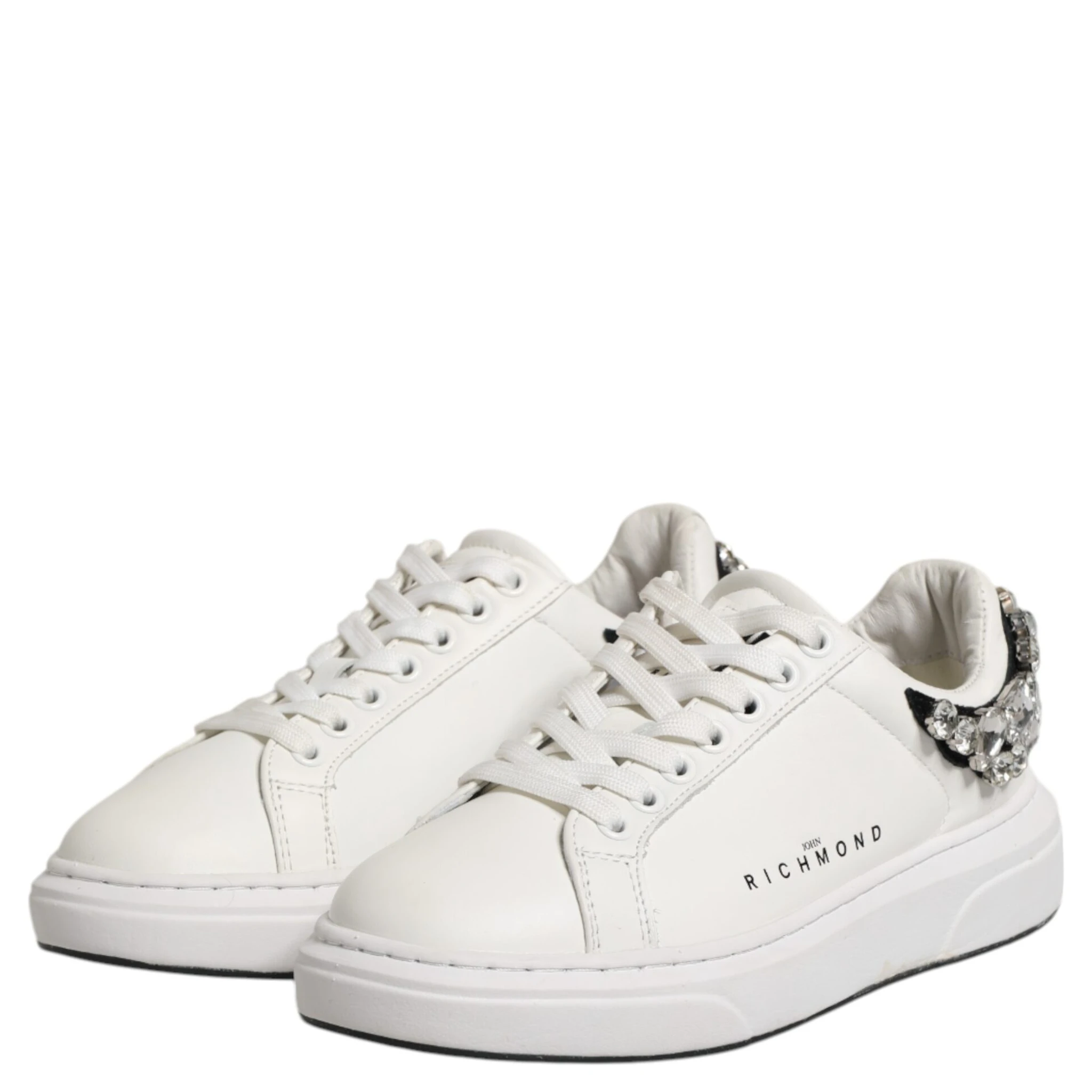 White Rhinestone Embellished Sneakers Shoes