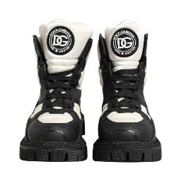 Black White Padded Lace Up Short Boots Shoes