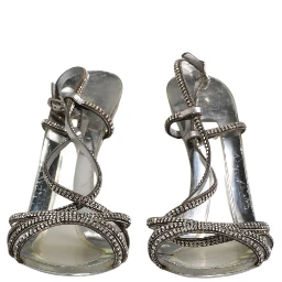 Silver Strass Ankle Strap Heels Sandals Shoes
