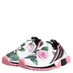 White Rose Print Sorrento Sneakers Shoes