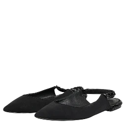 Black Crystal Charmeuse Slingback Shoes