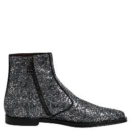 Dark Gray Cotton Sequined Chelsea Boots Shoes