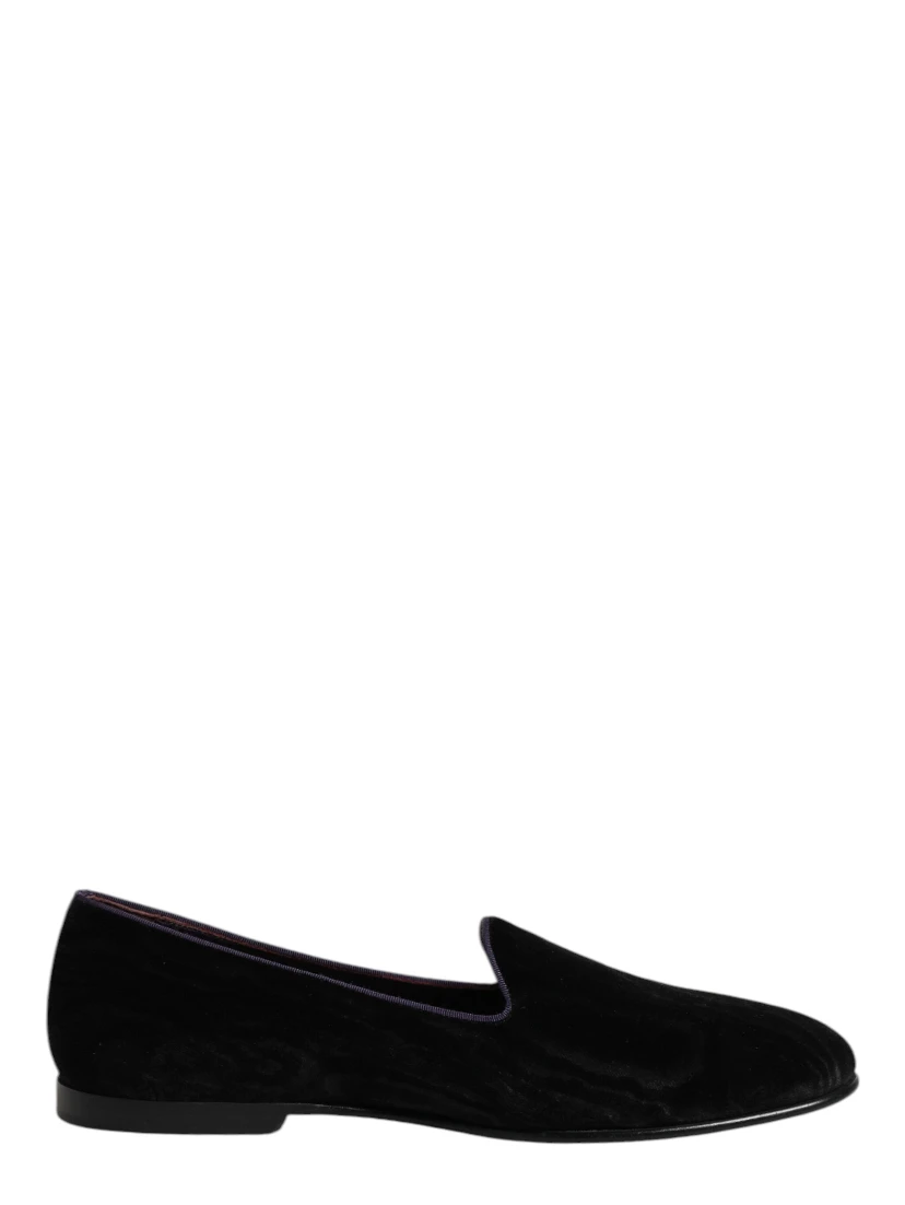Black DG Crown Embroidery Loafers Slip On Shoes