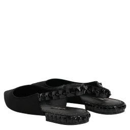 Black Crystal Charmeuse Slingback Shoes