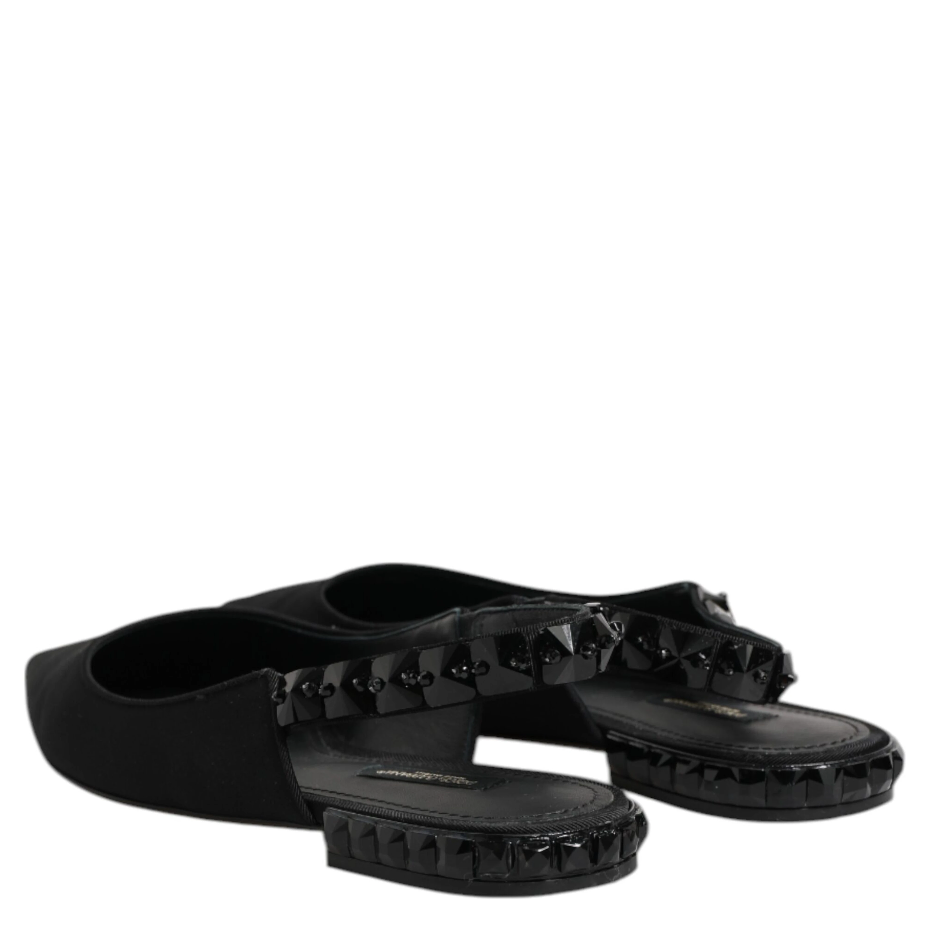 Black Crystal Charmeuse Slingback Shoes