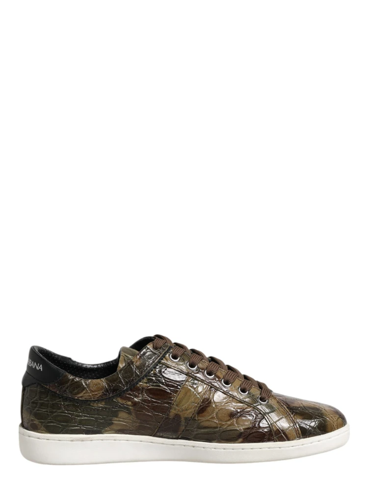 Brown Exotic Leather Low Top Sneakers Shoes