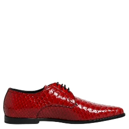 Red Exotic Leather Lace Up Dress Derby Shoes