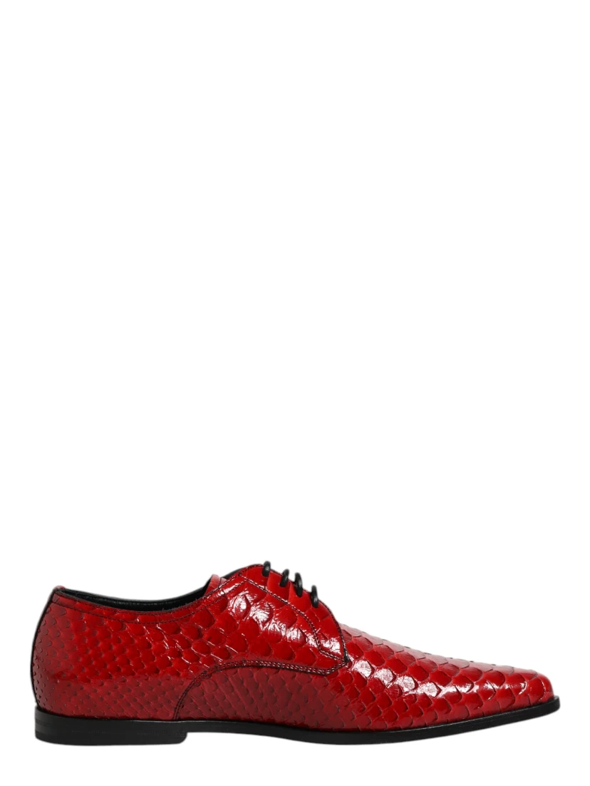 Red Exotic Leather Lace Up Dress Derby Shoes