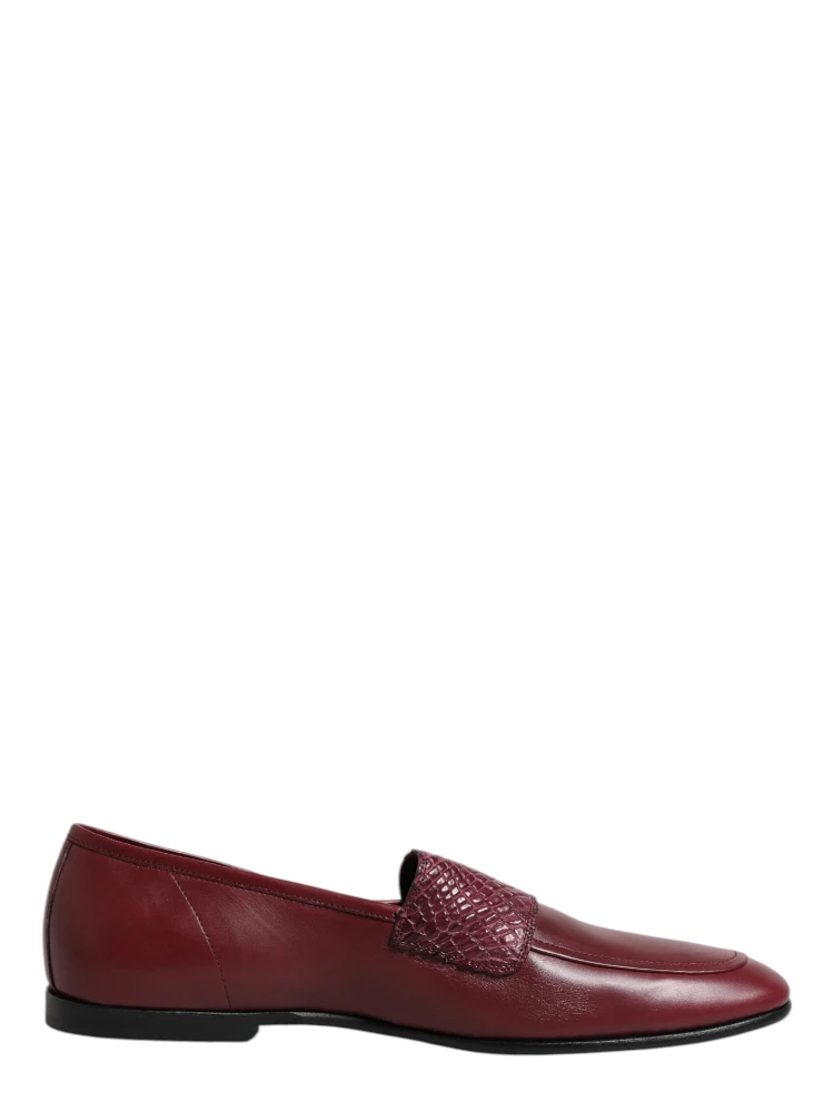 Burgundy Calfskin Leather Formal Slip On Shoes