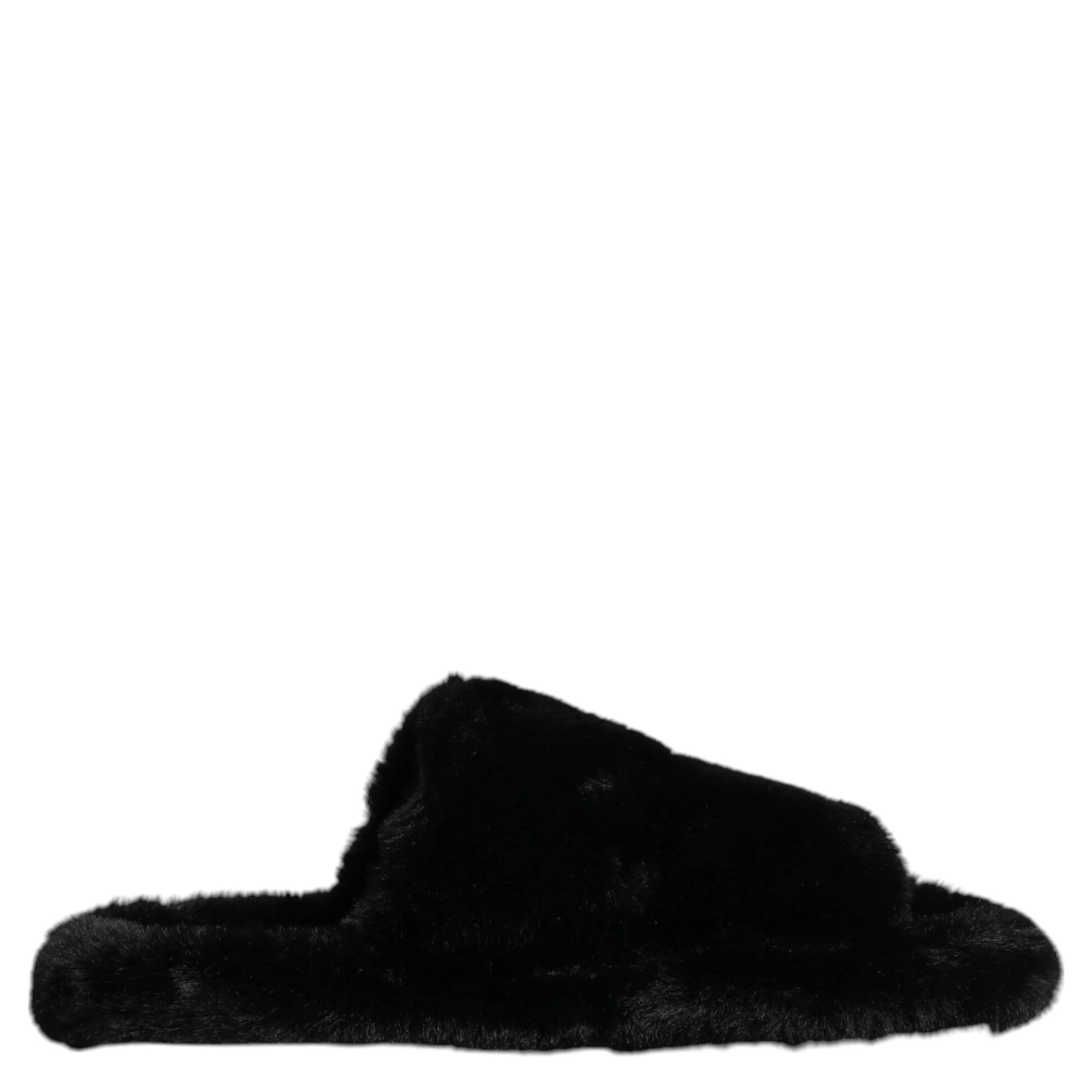Black Polyester Velvet Slides Slipper Shoes