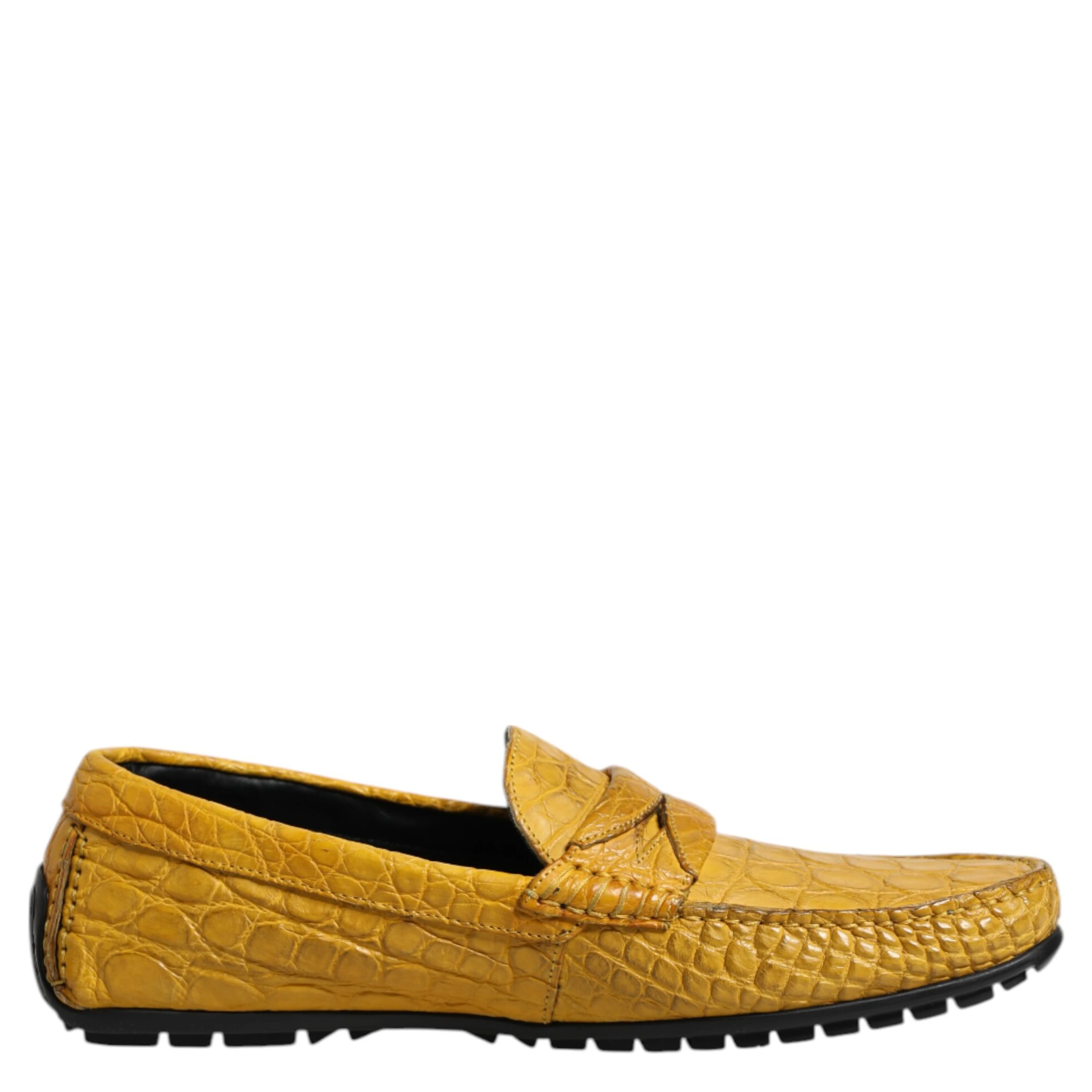 Yellow Exotic Leather Loafers Slip On Shoes