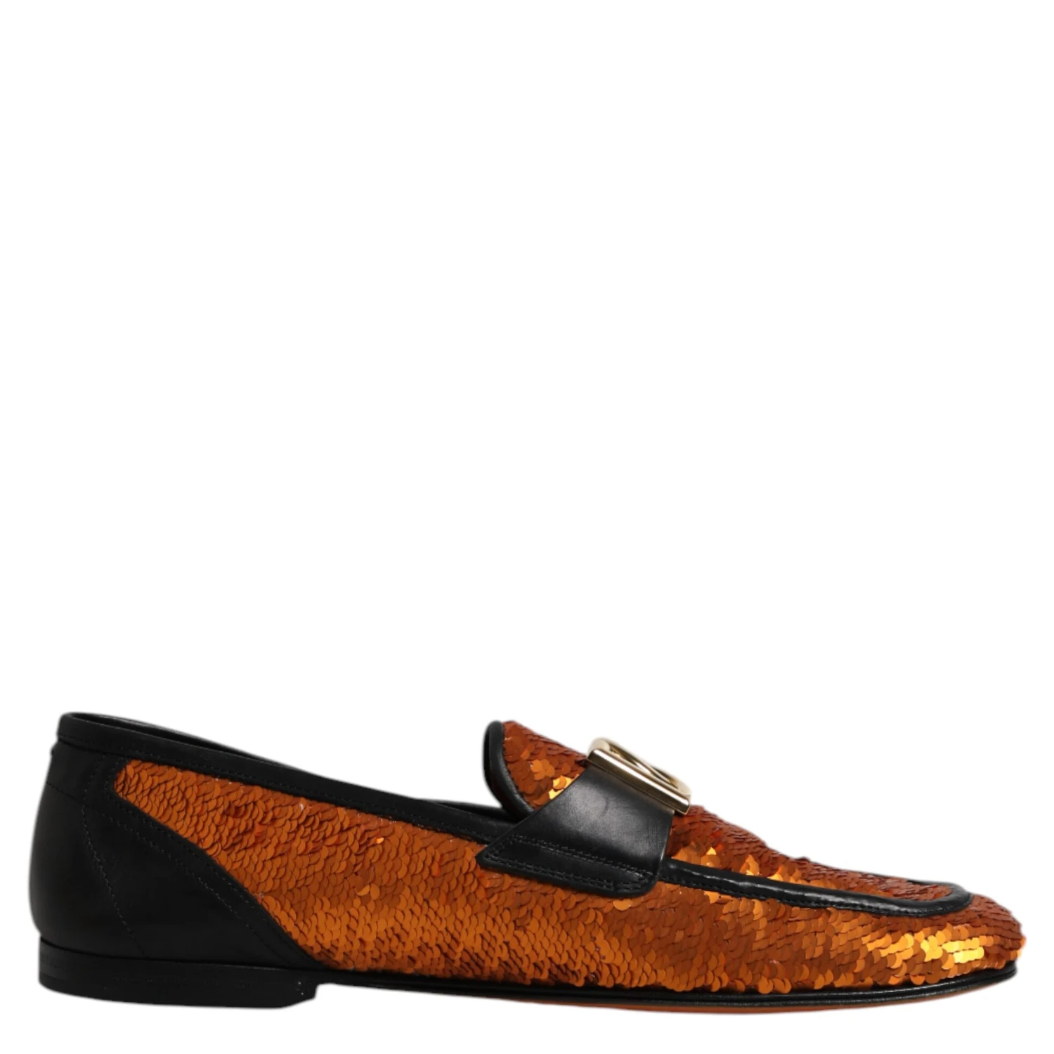 Orange Sequin Embellished Men Loafers Shoes