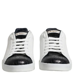White Black Leather Portofino Sneaker Shoes