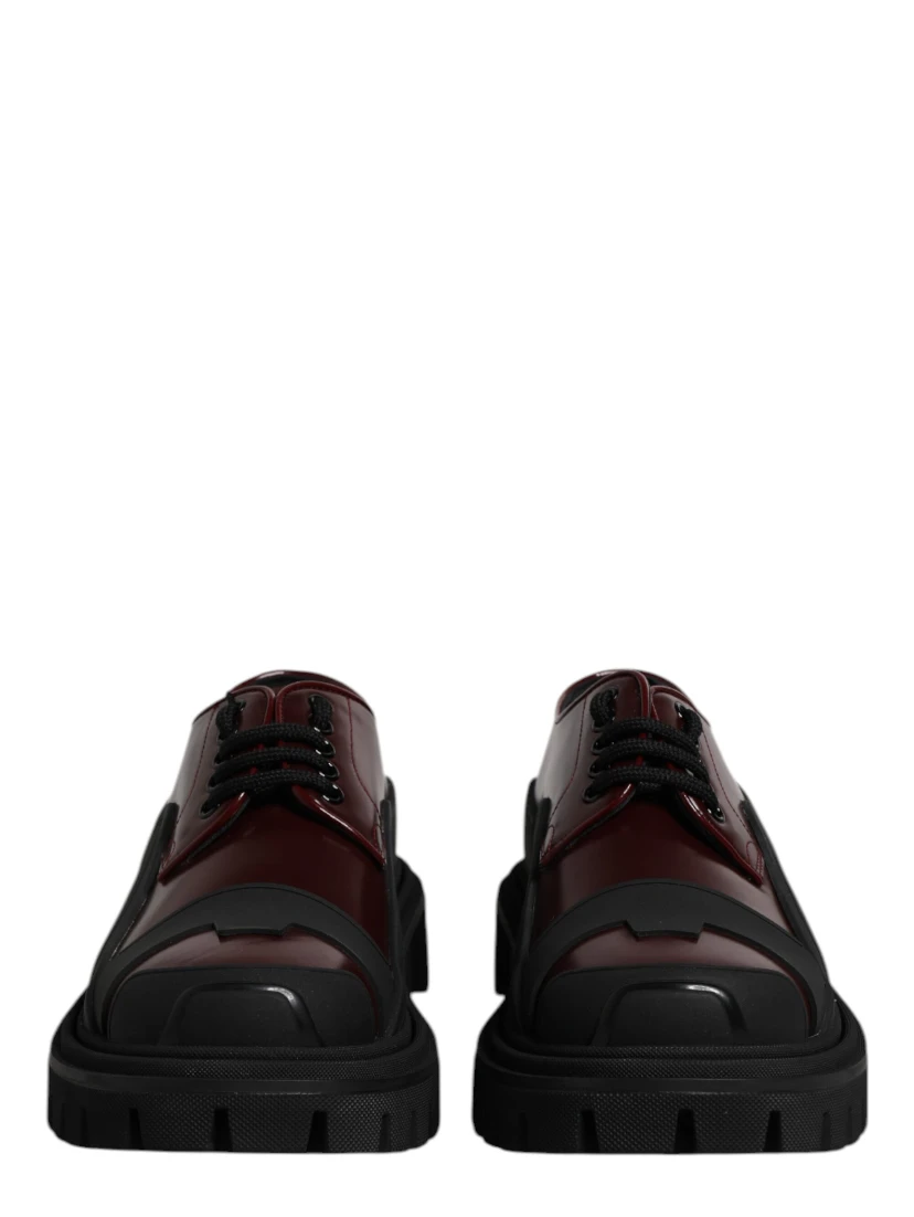 Red Leather Lace Up Trekking Dress Shoes