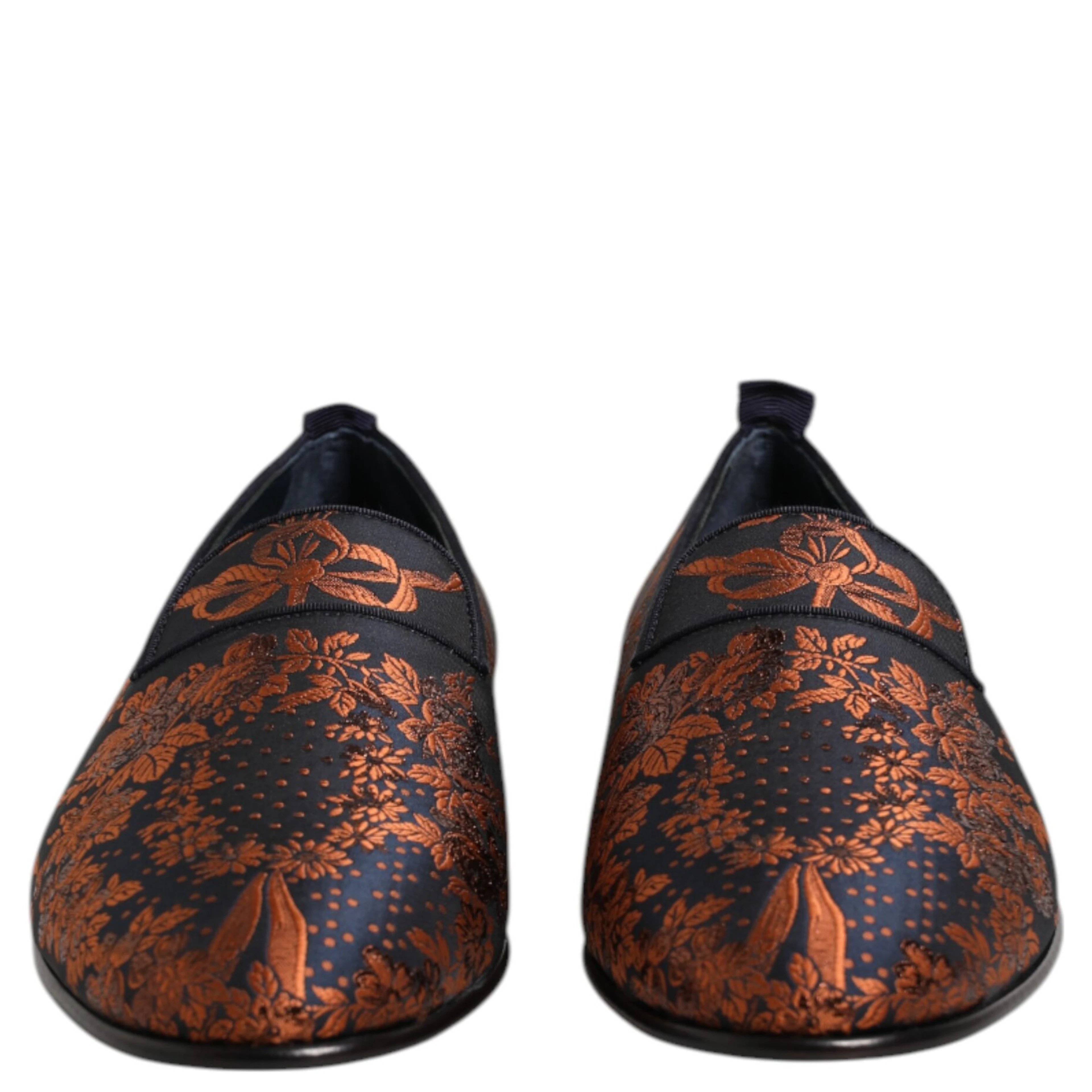 Black Jacquard Polyester Slip On Loafers Shoes