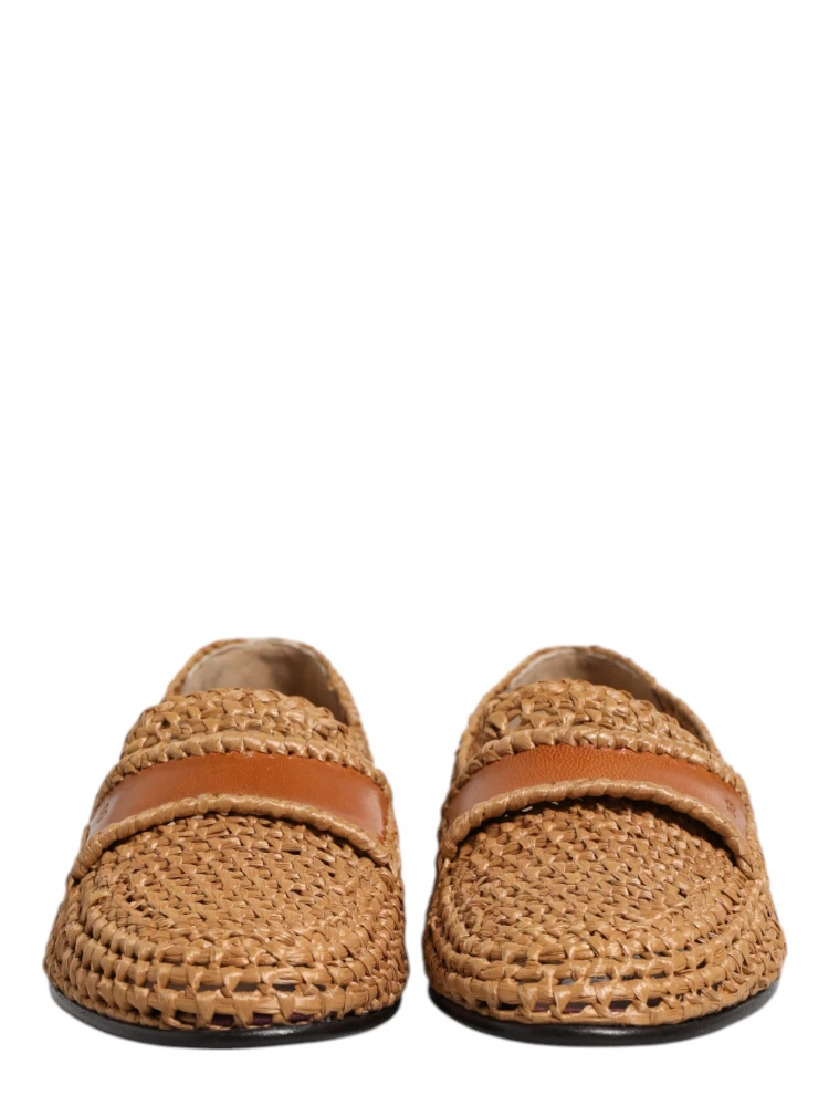 Brown Woven Raffia Slip On Loafers Shoes alternative