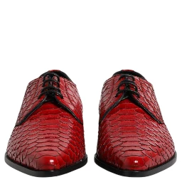 Red Exotic Leather Lace Up Dress Derby Shoes