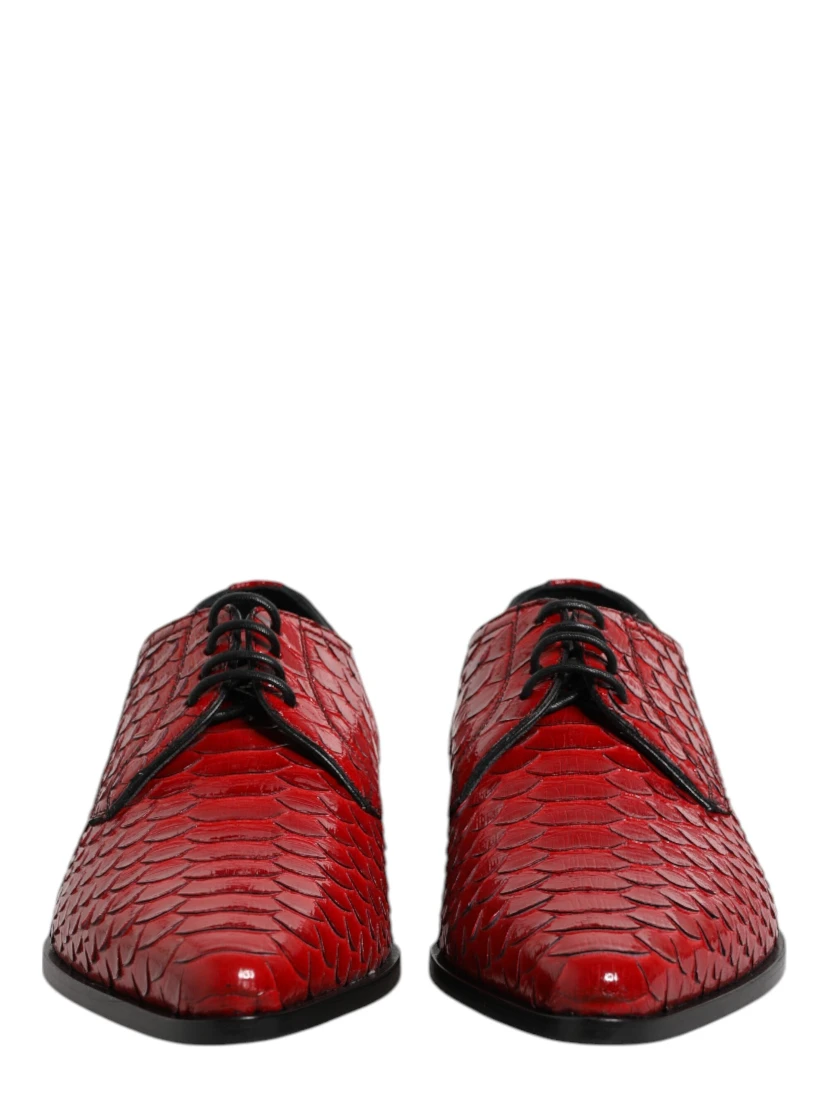 Red Exotic Leather Lace Up Dress Derby Shoes