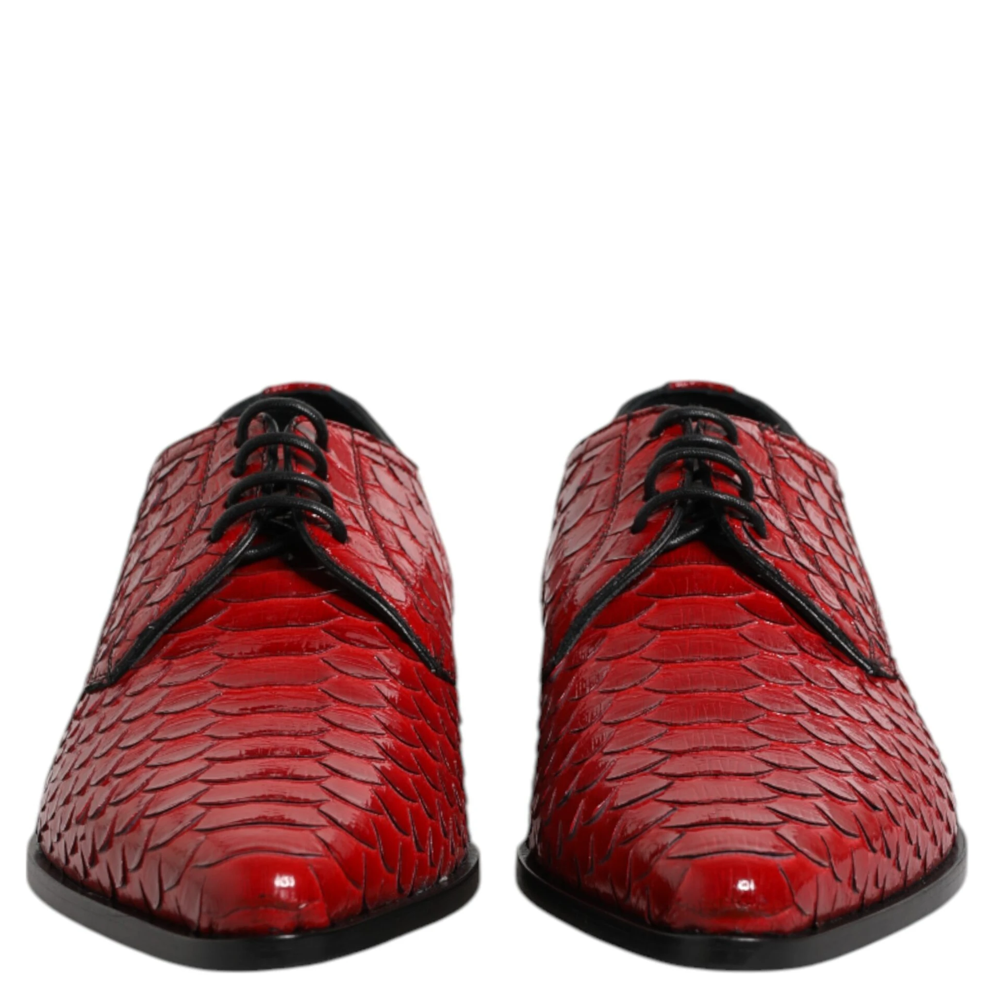 Red Exotic Leather Lace Up Dress Derby Shoes