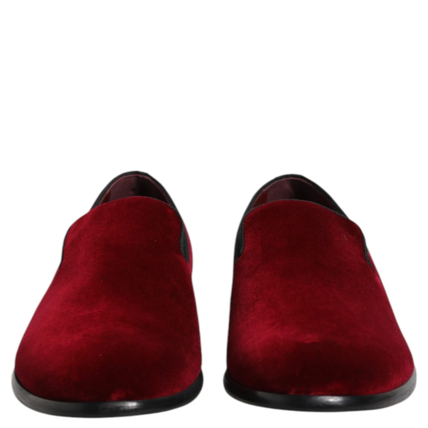 Red Cotton Velvet Slip On Loafers Formal Shoes
