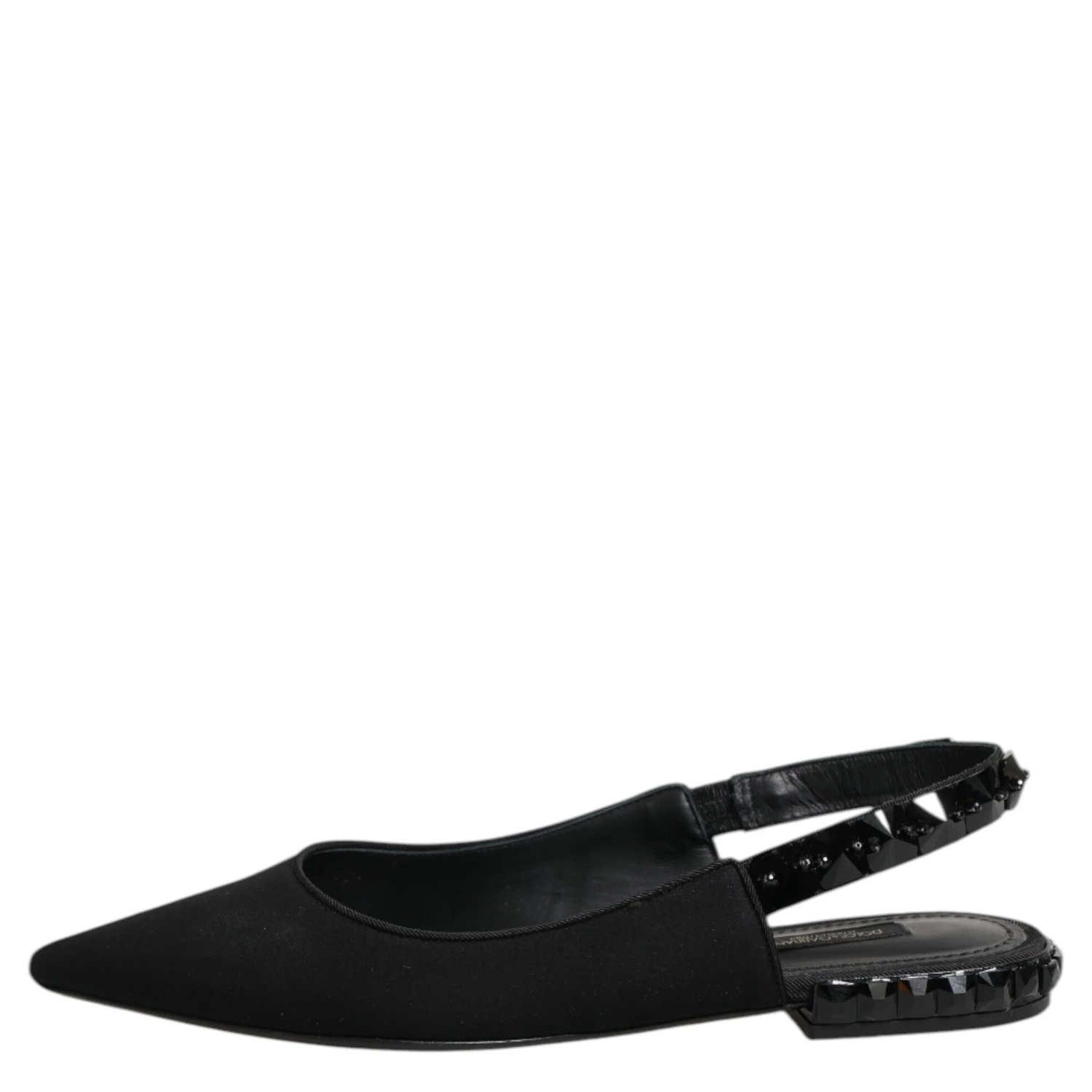 Black Crystal Charmeuse Slingback Shoes