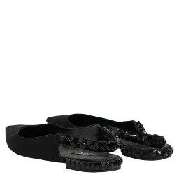 Black Crystal Charmeuse Slingback Shoes