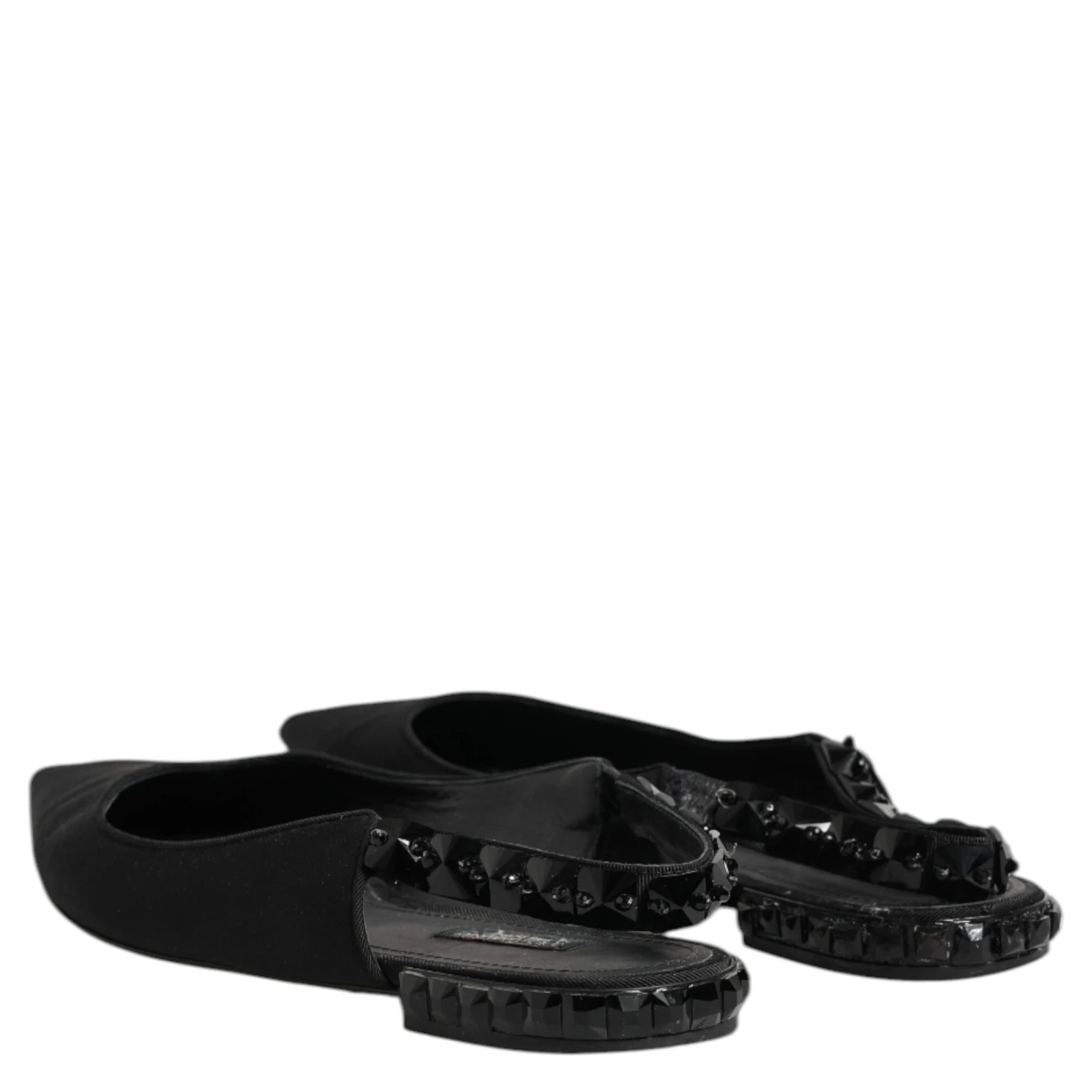 Black Crystal Charmeuse Slingback Shoes
