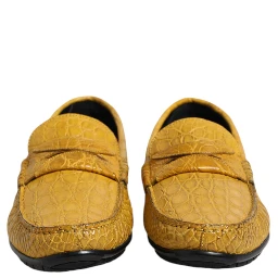 Yellow Exotic Leather Loafers Slip On Shoes