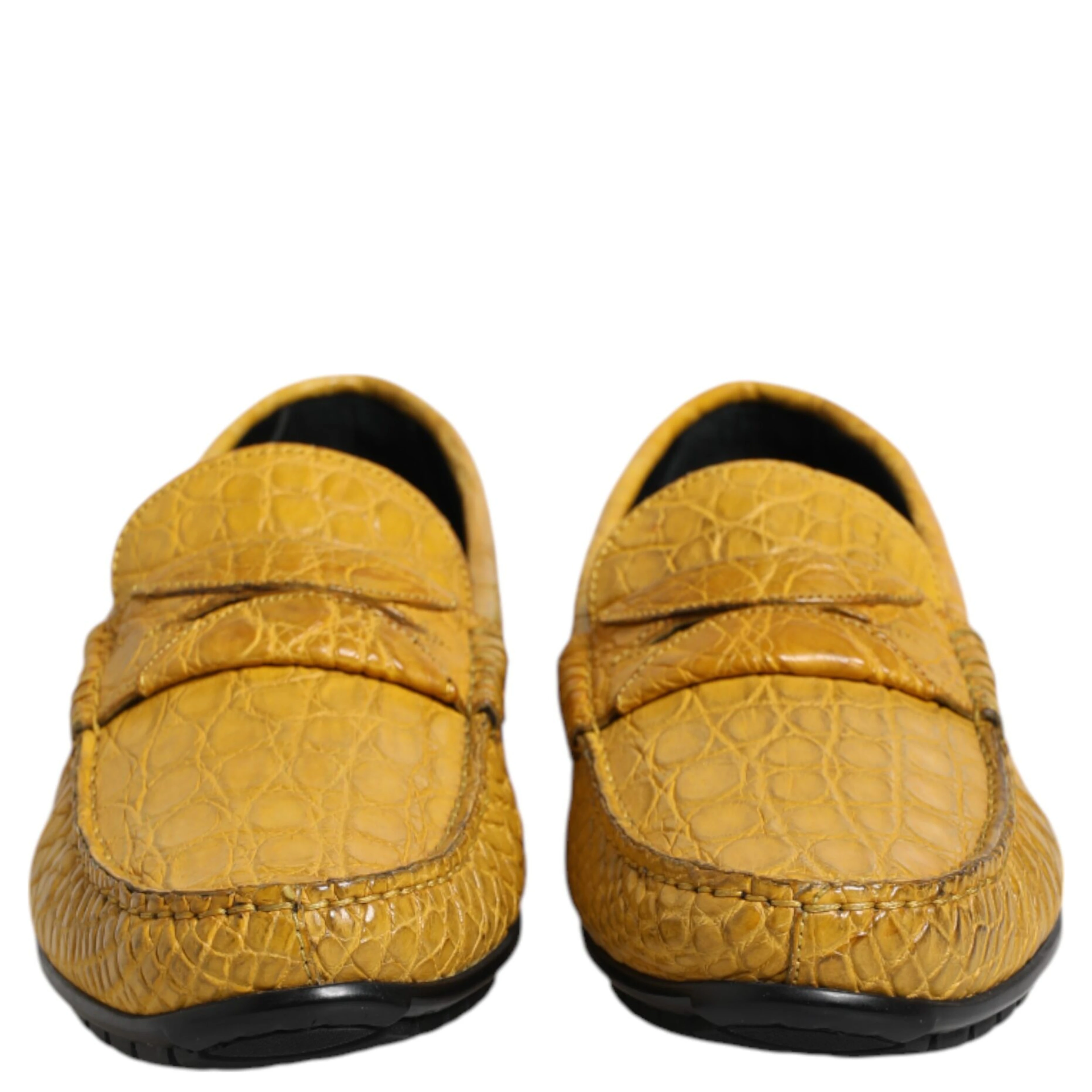 Yellow Exotic Leather Loafers Slip On Shoes