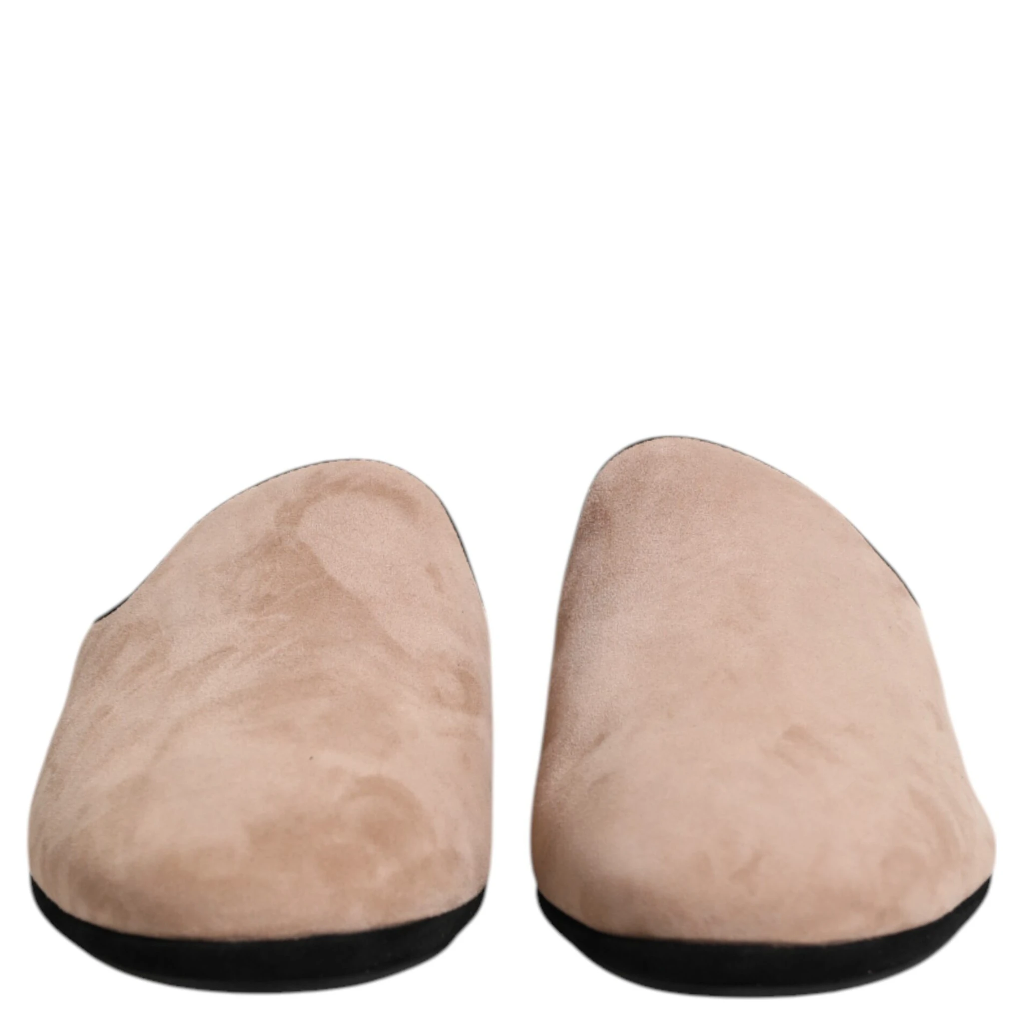 Beige Capra Suede Slides Flat Slipper Shoes