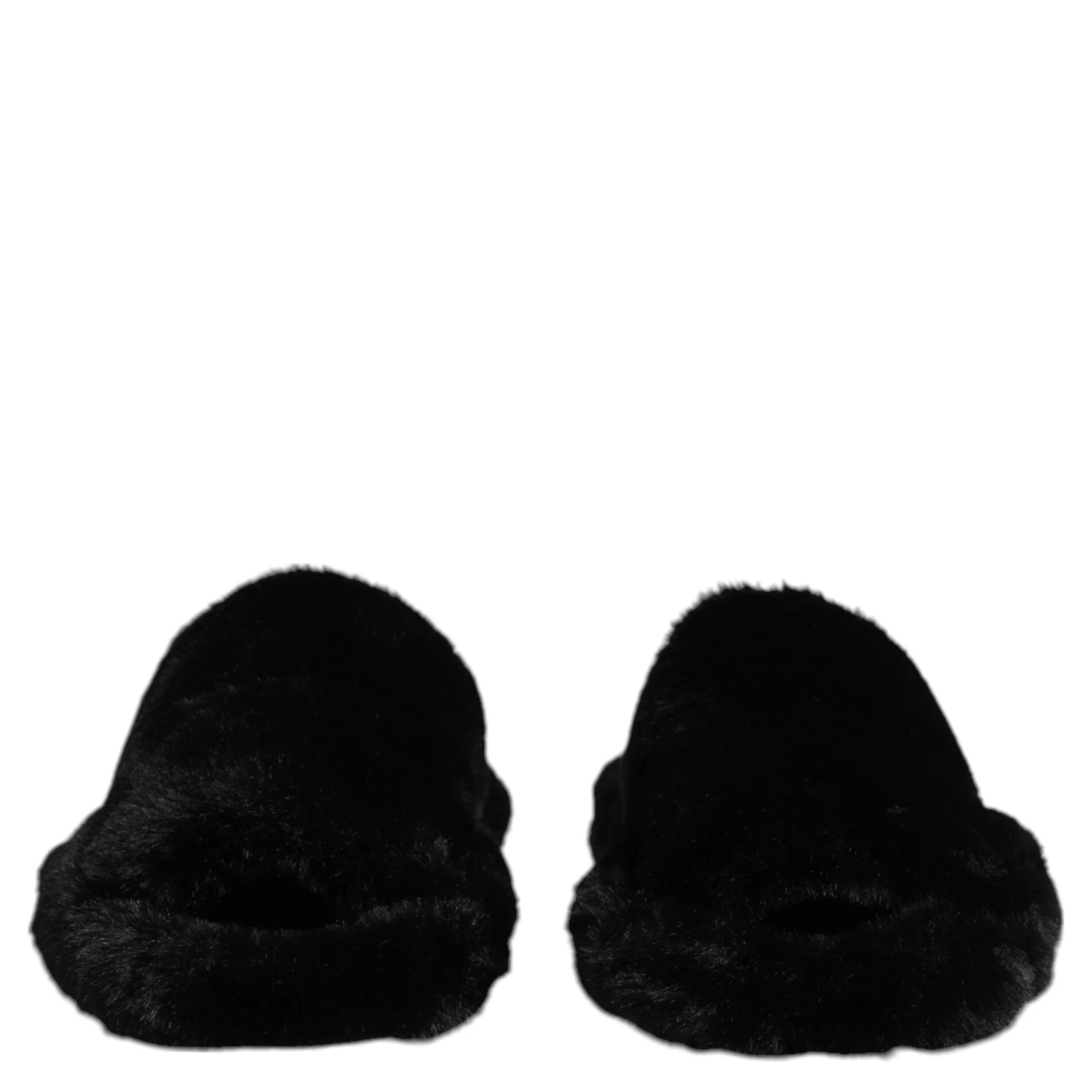 Black Polyester Velvet Slides Slipper Shoes