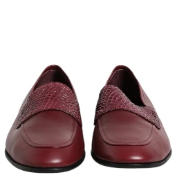 Burgundy Calfskin Leather Formal Slip On Shoes
