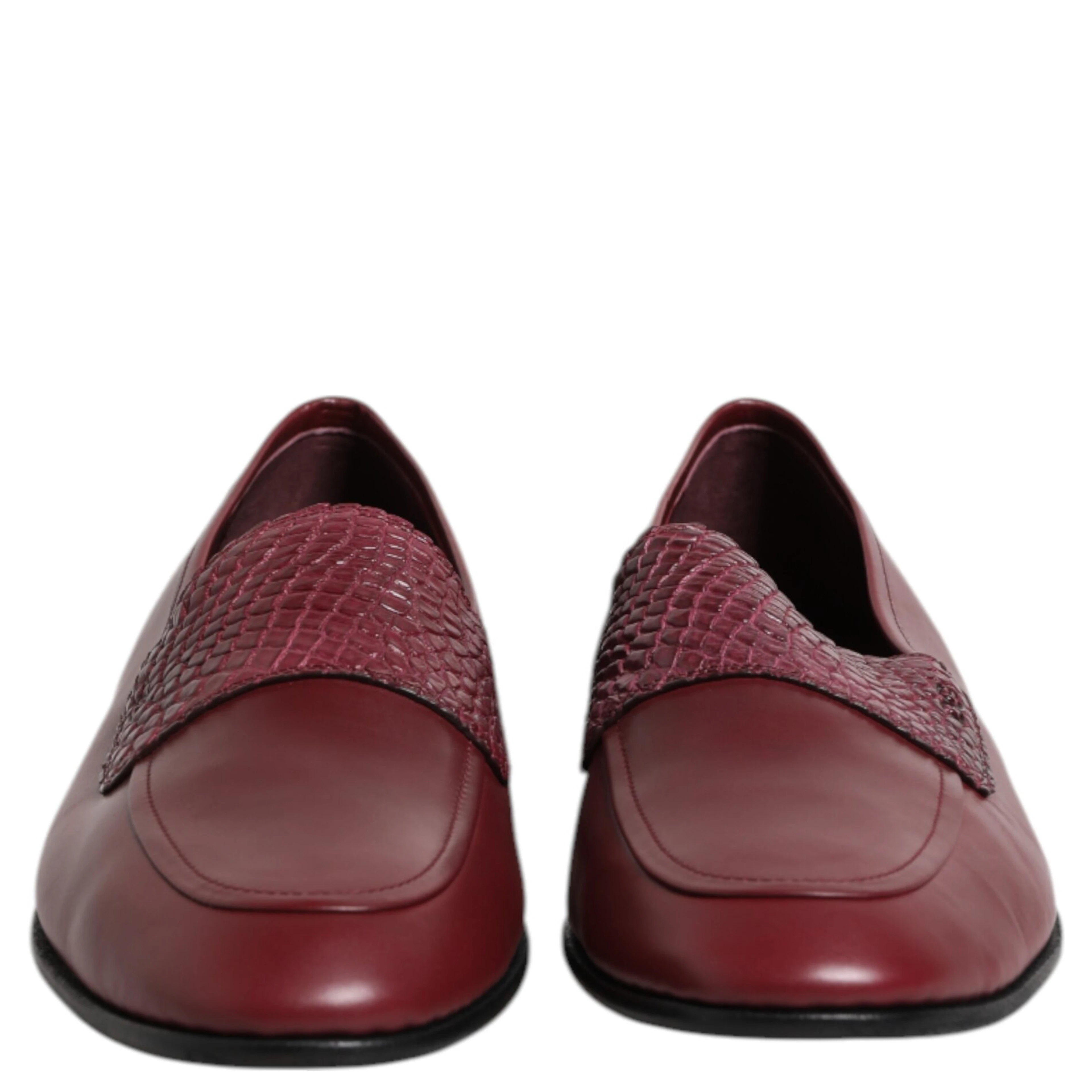 Burgundy Calfskin Leather Formal Slip On Shoes
