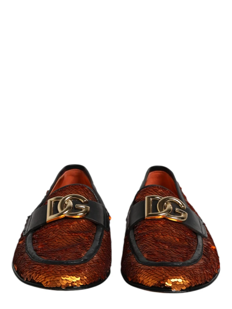 Orange Sequin Embellished Men Loafers Shoes alternative