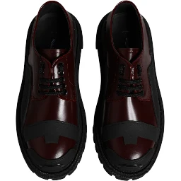 Red Leather Lace Up Trekking Dress Shoes