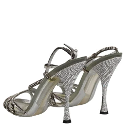 Silver Strass Ankle Strap Heels Sandals Shoes