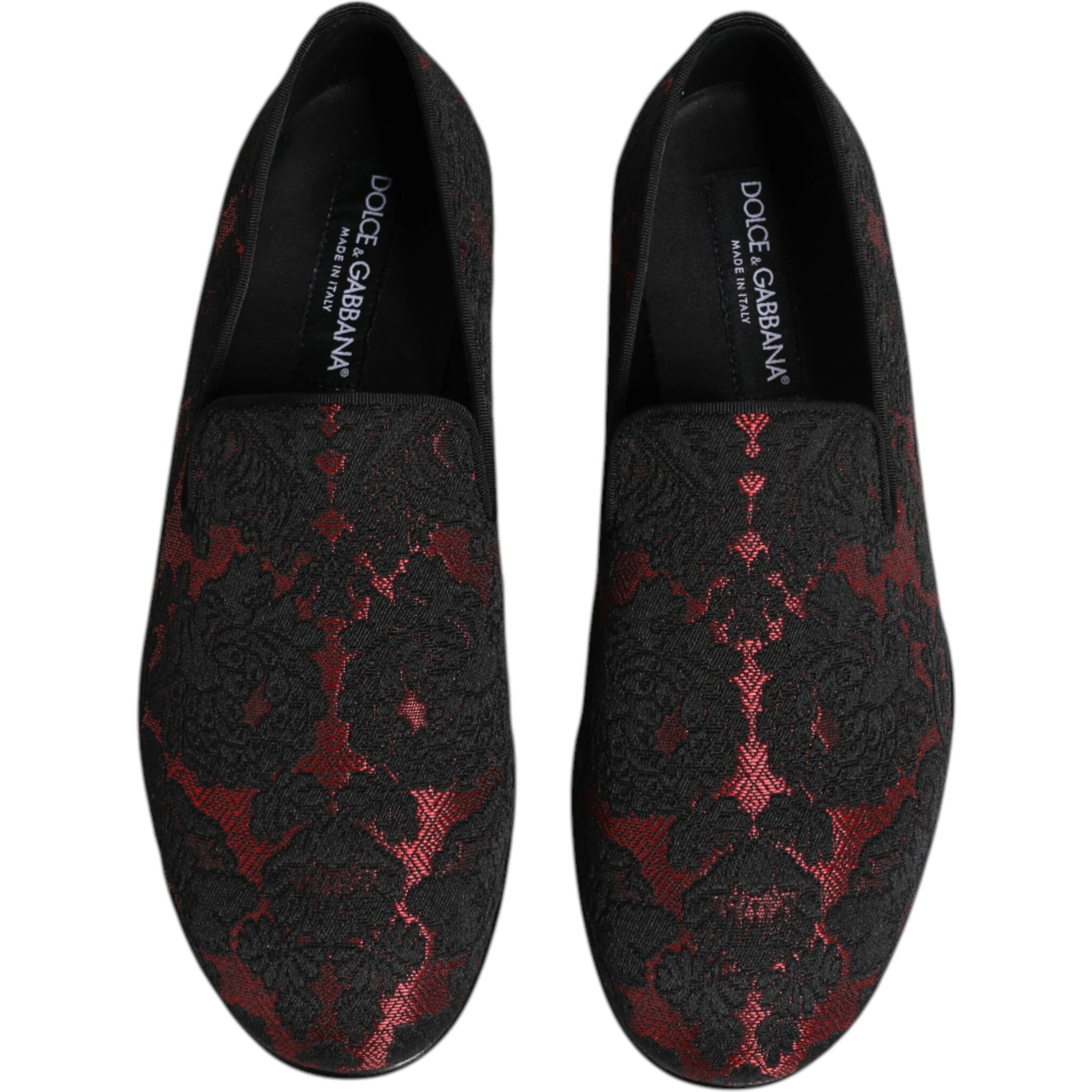 Red Black Jacquard Slip On Men Loafers Shoes