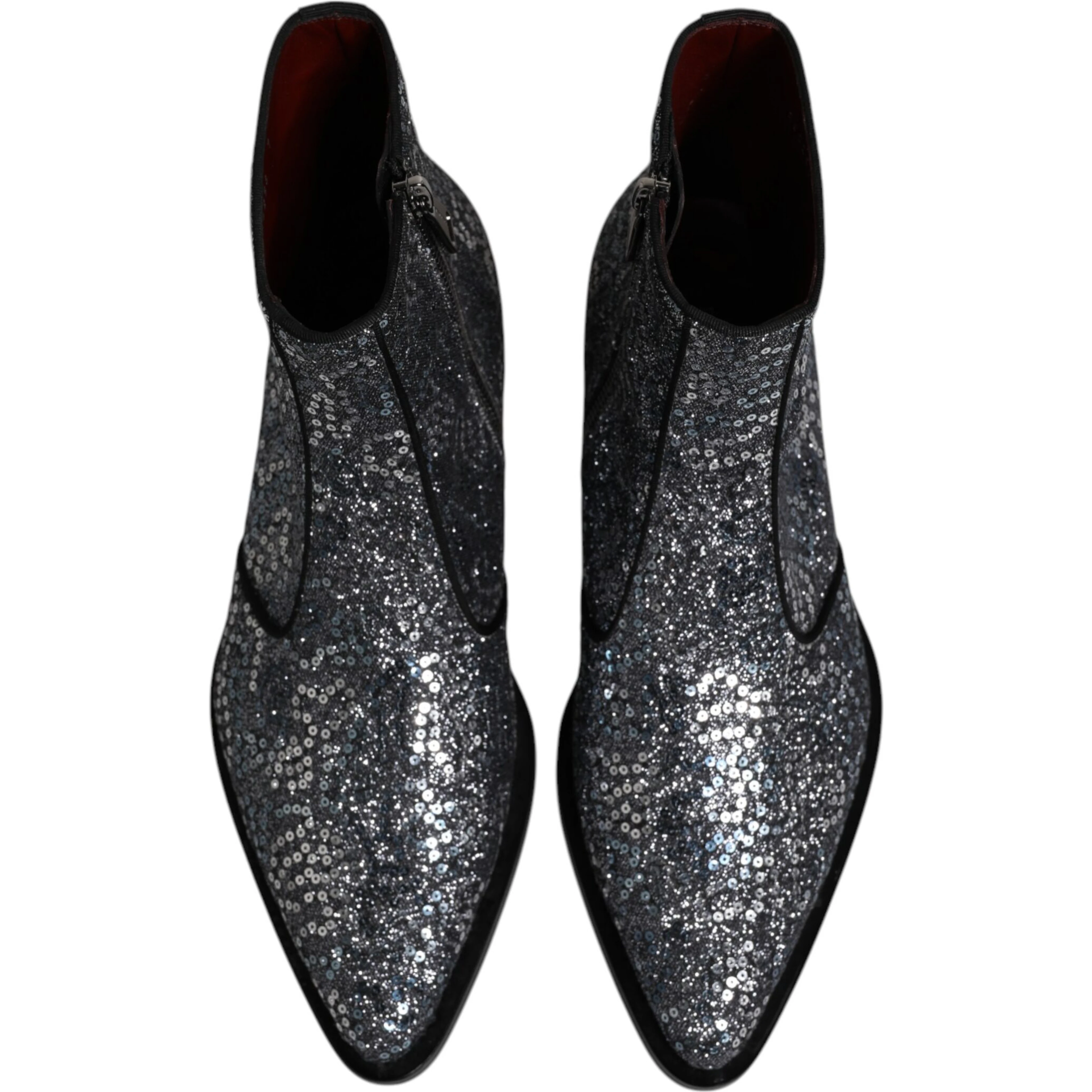 Dark Gray Cotton Sequined Chelsea Boots Shoes