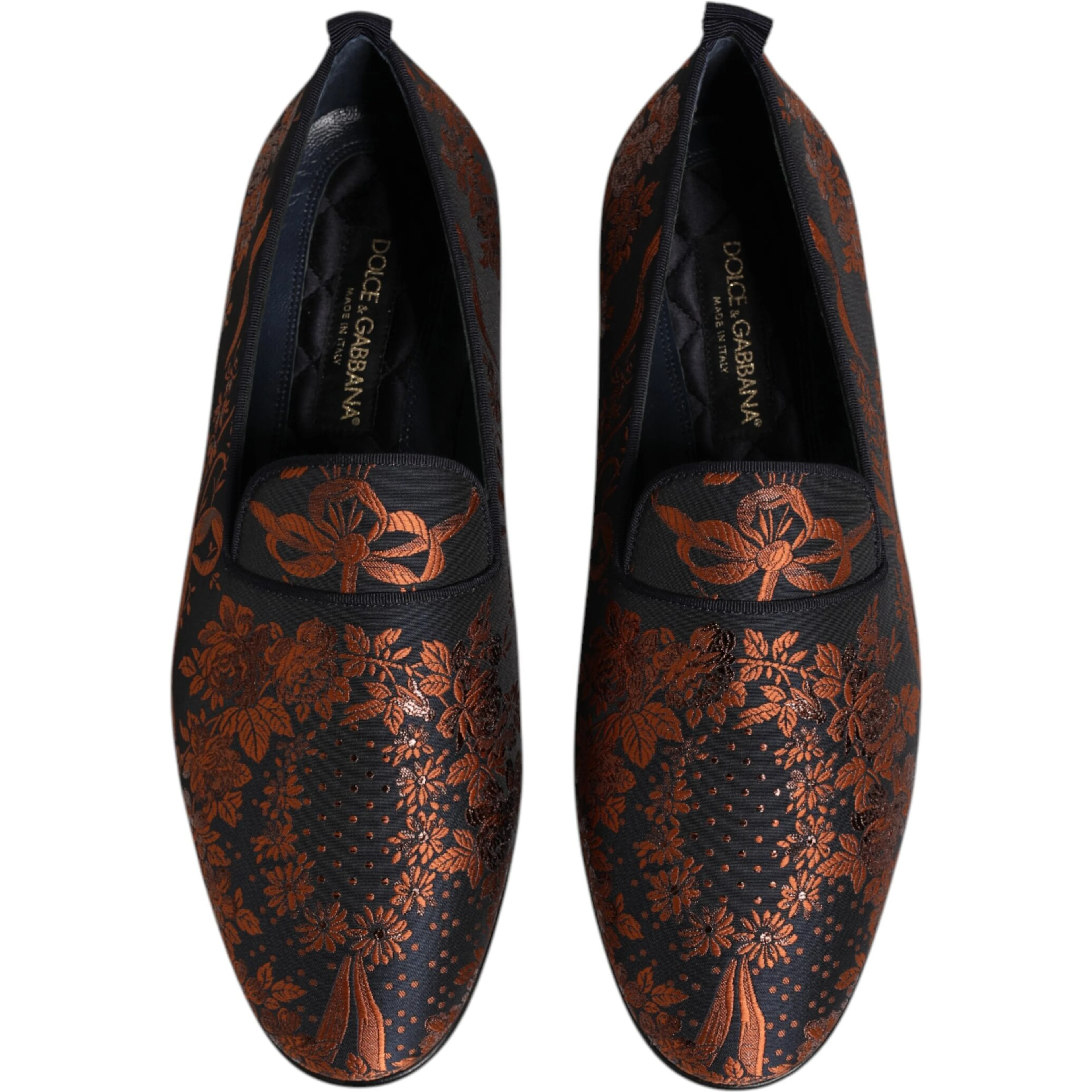 Black Jacquard Polyester Slip On Loafers Shoes