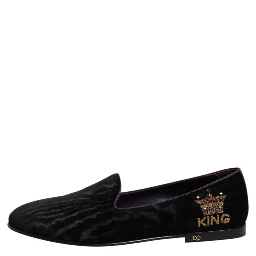 Black DG Crown Embroidery Loafers Slip On Shoes