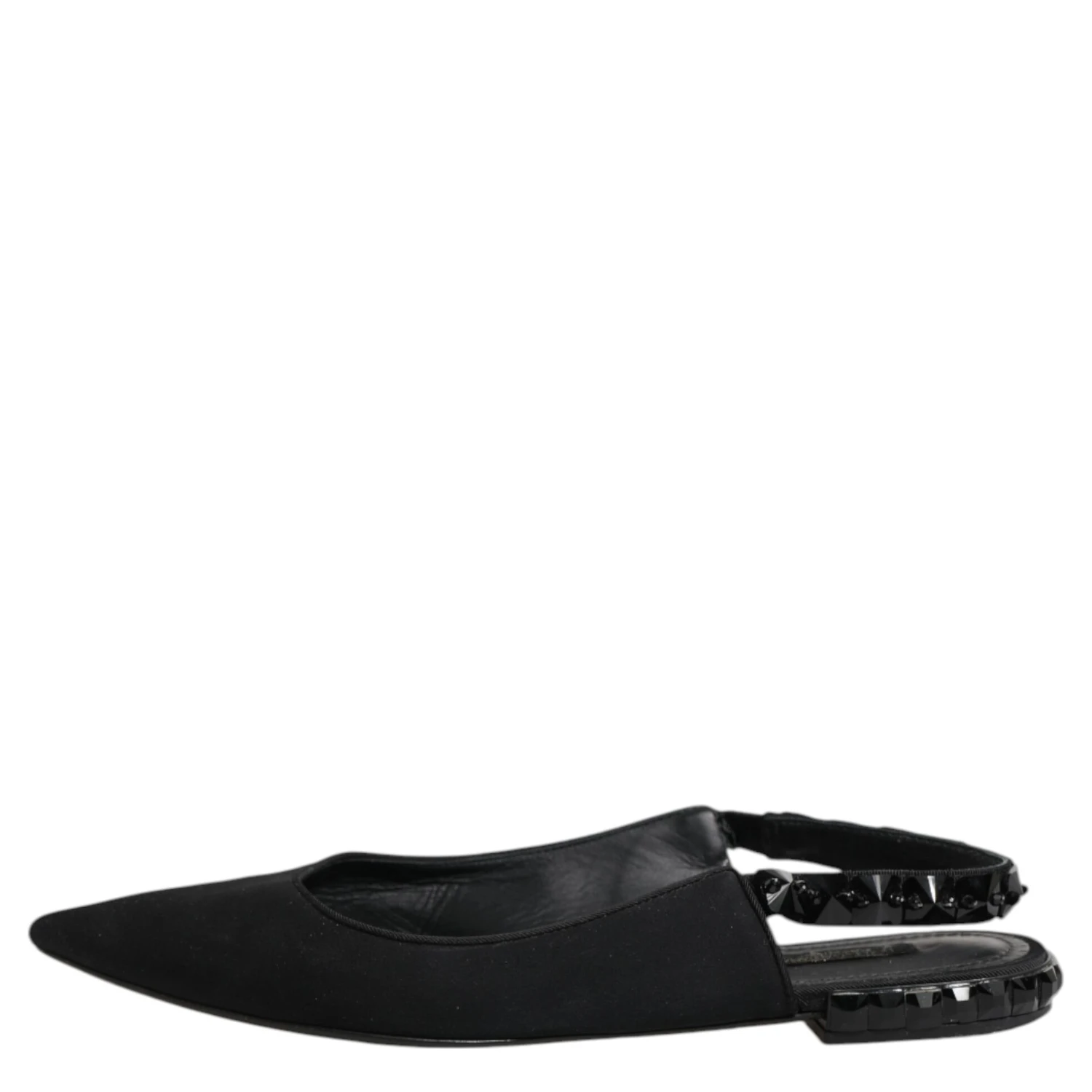 Black Crystal Charmeuse Slingback Shoes