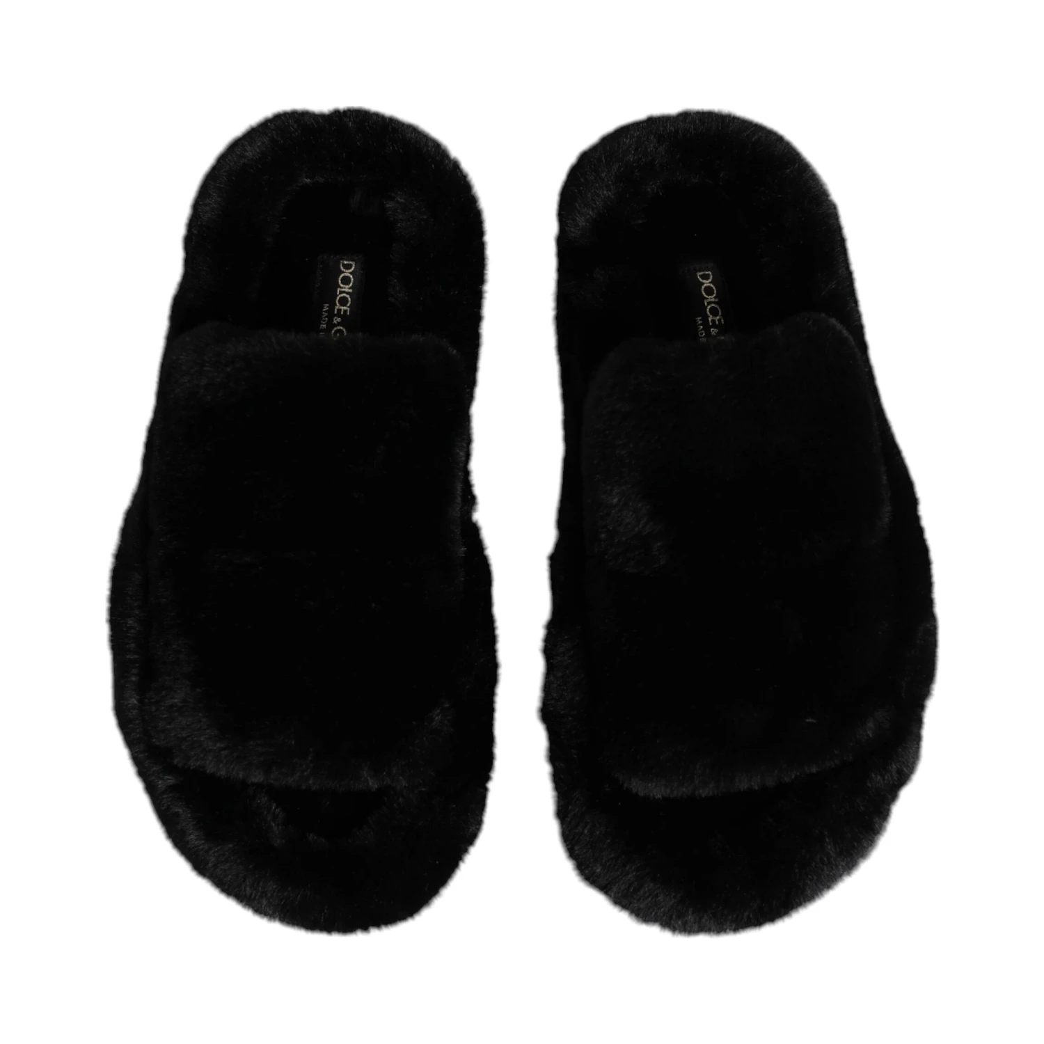 Black Polyester Velvet Slides Slipper Shoes